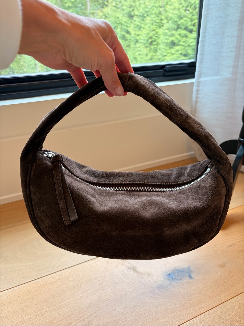 By Far Suede Cush Bag in Dark Brown